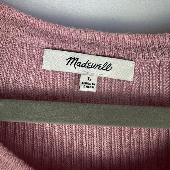 Madewell Pink Ribbed Knit Long Sleeve Shirt Top - Picture 4 of 10